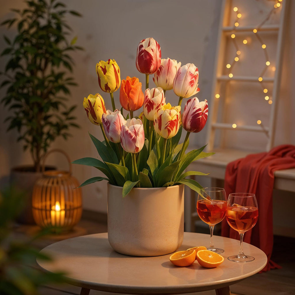 GreenboutiQ - Blumenzwiebeln - Tulp Flaming Beauty Mix - Bulbs Hardy Perennial - Verschiedene Farben - 15 Stück - Zwiebelgröße 11/12 - XXL Pack