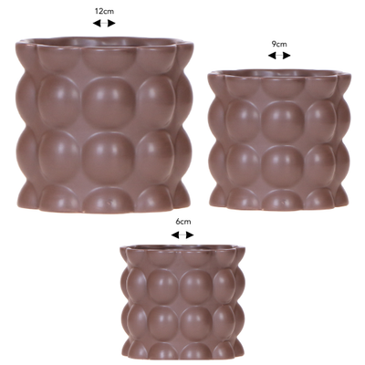 Kolibri Combi-Deal: 3 Braun Cotton Cachepots 6-12cm for Orchids