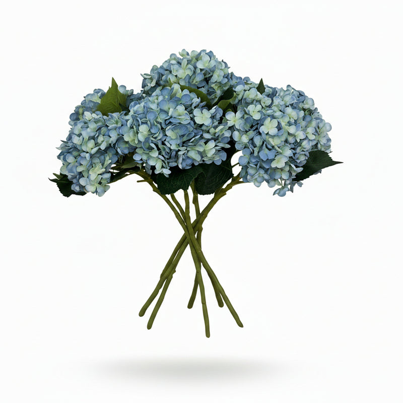 Artificial Hydrangea Branch Blue, set of 8, 52 cm