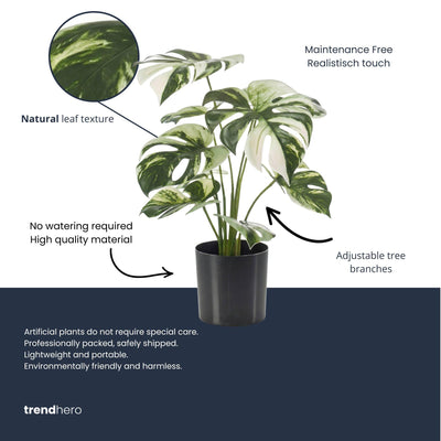Künstliche Monstera im Topf, 40cm - Pflegeleichte Deko-Pflanze
