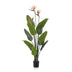 Künstliche Strelitzia (Paradiesvogelblume) 120 cm, orange Blüten, schwarzer Topf Bild 1