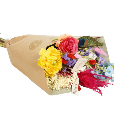 Getrocknete Blumen & Seide - Sommerparty Deko, 4 Sträuße, 55cm