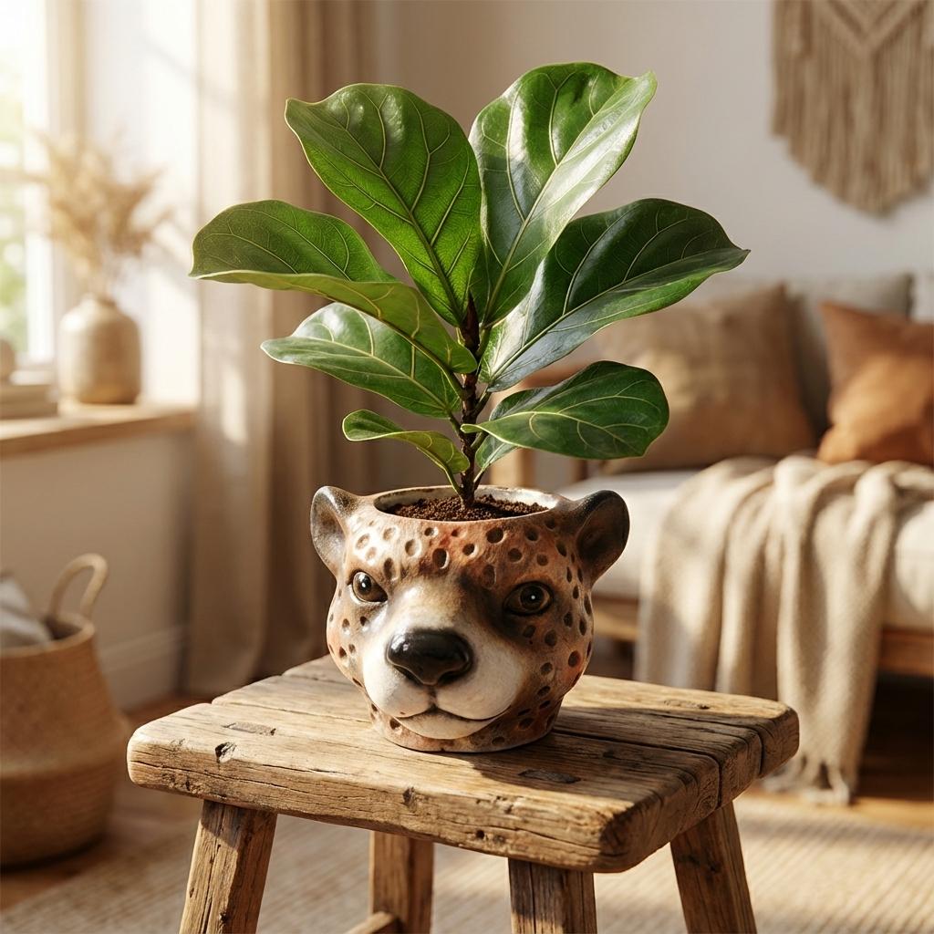 Planter Luipaard D12x9,5cm - Braun - D12x9,5cm