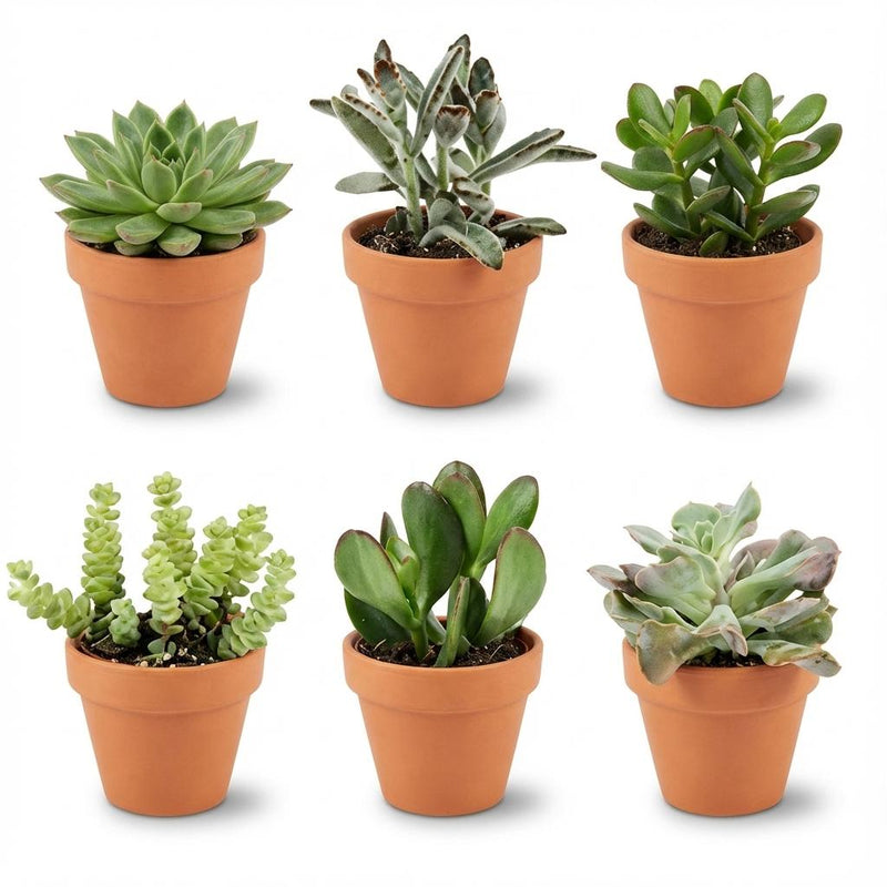 Mini Sukkulenten Mix: 6er Set im Terrakotta-Topf (Ø 8,1 cm)