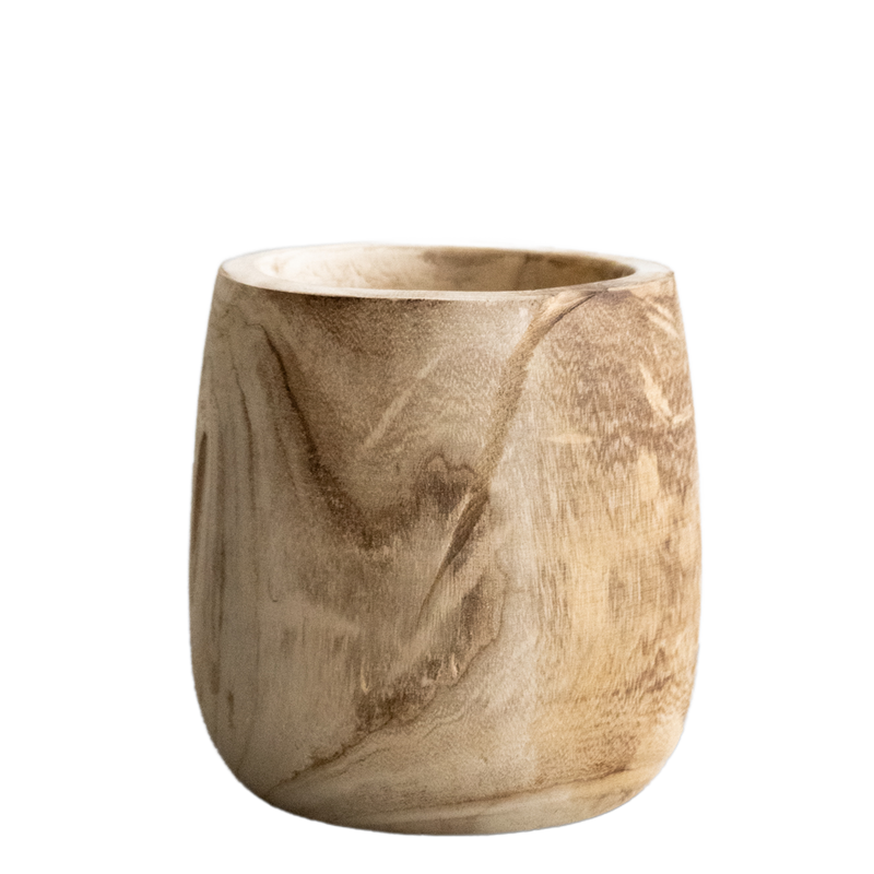 Pia Flower Pot M - Light Brown Wood - H25 W23