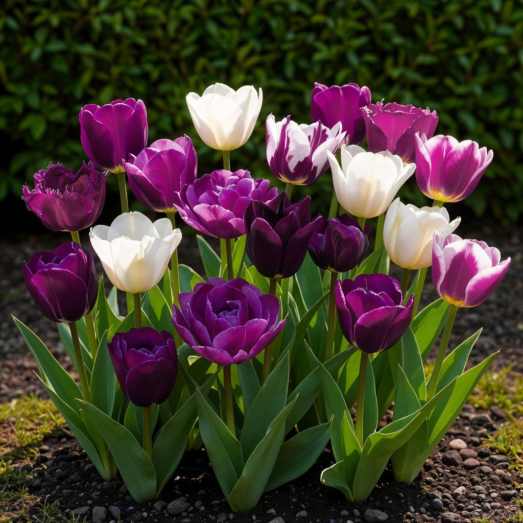 GreenboutiQ - Blumenzwiebeln - Tulp Blueberry mix - Bulbs Hardy Perennial - Verschiedene Farben - 12 Stück - Zwiebelgröße 11/12 - XXL Pack