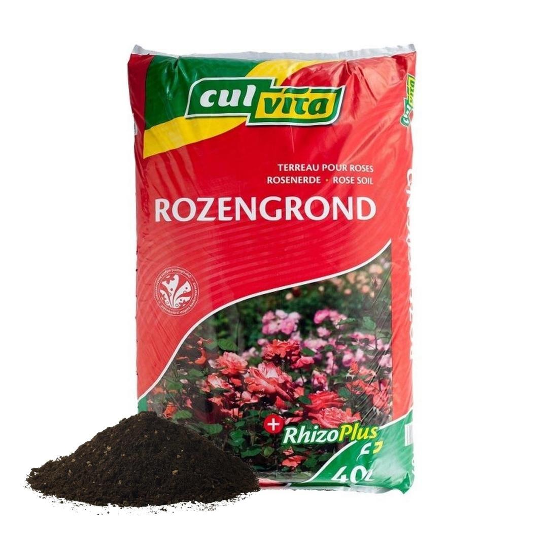 Culvita - Rosenerde 40 Liter - Blumenerde für Rosen geeignet - inklusive RhizoPlus Wurzelverbesserer