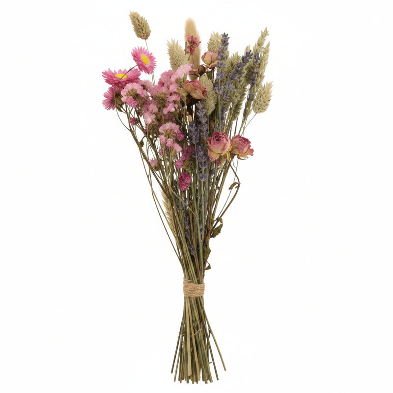 12x Feldstrauß Rosa - Trockenblumen - 35cm
