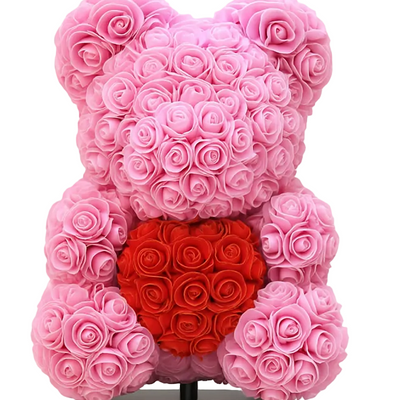 Dunkelroter Deko-Bär mit Herz, 40 cm, luxuriöse Geschenkverpackung