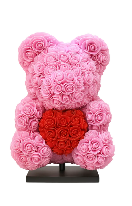 Dunkelroter Deko-Bär mit Herz, 40 cm, luxuriöse Geschenkverpackung