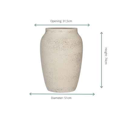 Large Round Planter Chalk White D51 H74 Matt White