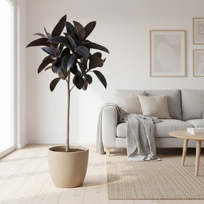 Ficus Elastica Abidjan Stamm - Tropische Eleganz, 130 cm