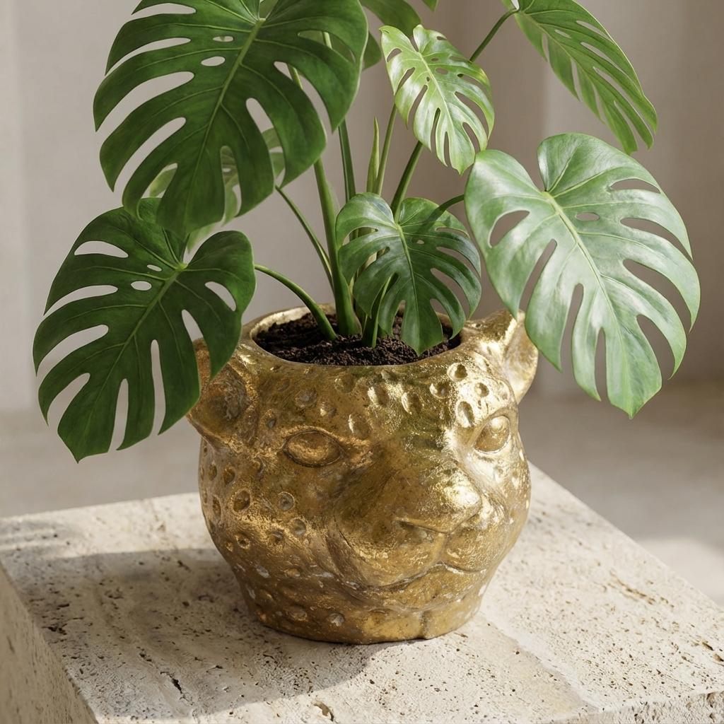 Planter Luipaard D12x9,5cm - Gold - D12x9,5cm